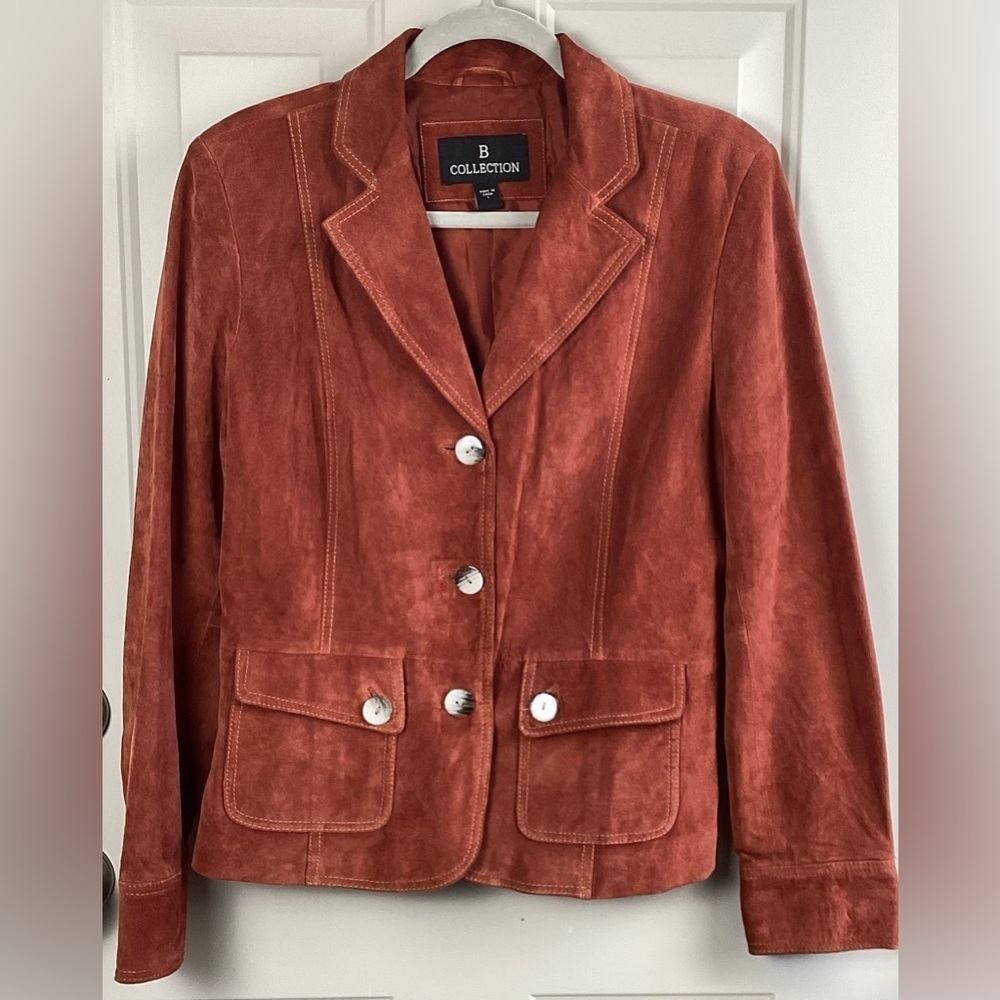 B Collection Genuine suede leather rust blazer jacket Size Large